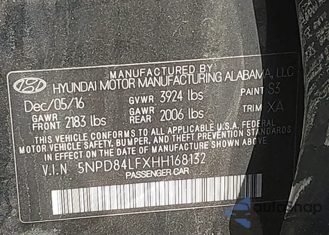 2017 Hyundai Elantra Se from USA, damaged, VIN 5NPD84LFXHH168132